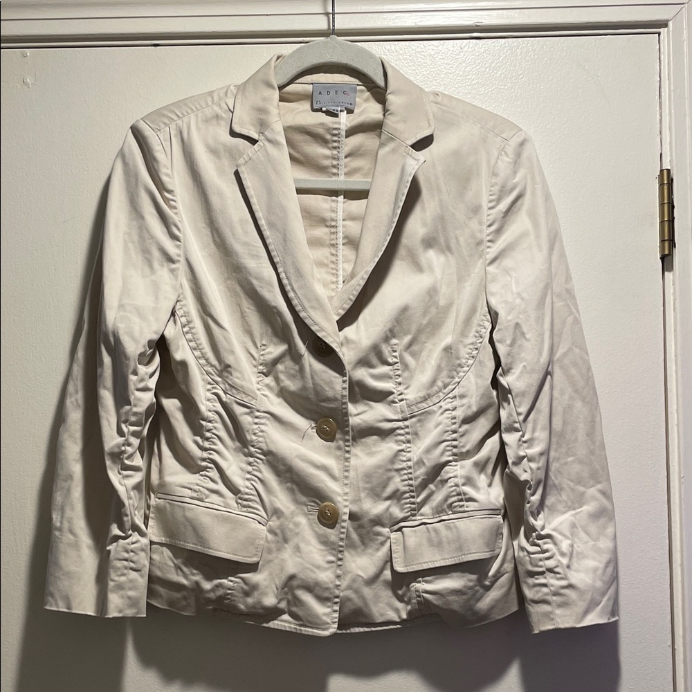 Philippe Adec Cream Single-Breasted Tailored Blazer